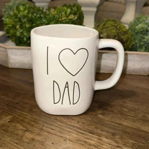 Sale NWT RAE DUNN I HEART DAD I LOVE DAD WHITE MUGCUP ARTISAN COLLECTION MAGENTA - Picture 2 of 7